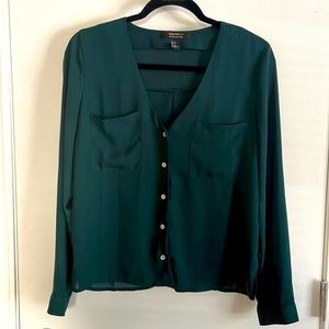Green button down shirt!